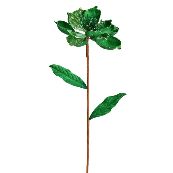 Vickerman 30 in. Green Glitter Magnolia Spray, 2PK - RX193404