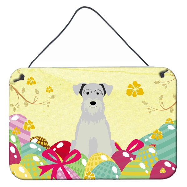 Carolines Treasures Easter Eggs Miniature Schanuzer White Wall or Door Hanging Prints - BB6053DS812