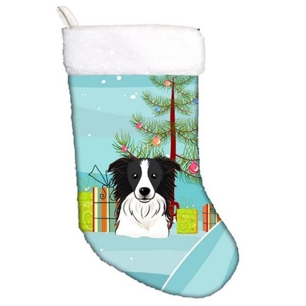 Carolines Treasures Carolines Treasures BB1613CS Christmas Tree & Border Collie Christmas Stocking - BB1613CS