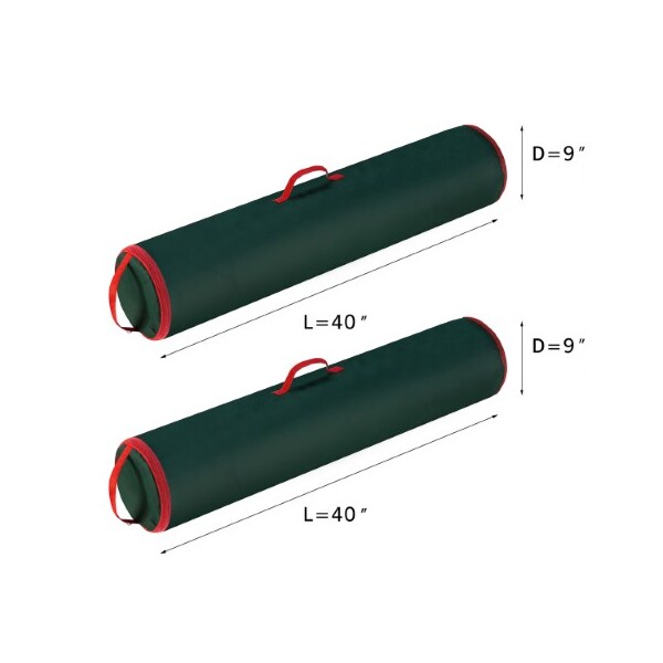 Hastings Home Set of 2 Wrapping Paper Storage Bag, up to 40" Rolls of Holiday, Christmas Gift Wrap-Upright (Green) - 788553HME