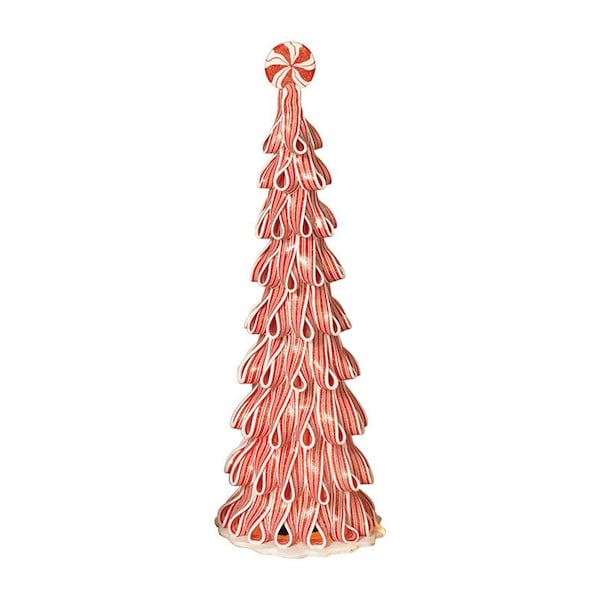 Gerson Gerson Incandescent Red/White Peppermint Ribbon with Light Christmas Tree 18 in. - 2151010