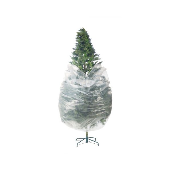 Hastings Home Storage Cover or Disposal Bag for Christmas Trees up to 9-Foot Tall, Store Decor Upright, Clear - 882222BVF