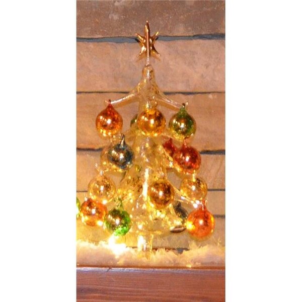 Ls Arts LS Arts XM-2012L Oro Multi Color Luminosa 30 cm Glass Tree with 16 Plus 1 Ornaments - XM-2012L