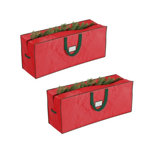 Hastings Home 2-pack Christmas Tree Storage Bag Fits 7.5 Ft Artificial Tree Protect Holiday Decorations (Red) - 214131UVP