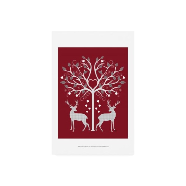 Trademark Fine Art Fab Funky 'Christmas Des Grey On Red' Canvas Art, 22x32 - WAG13691-C2232GG
