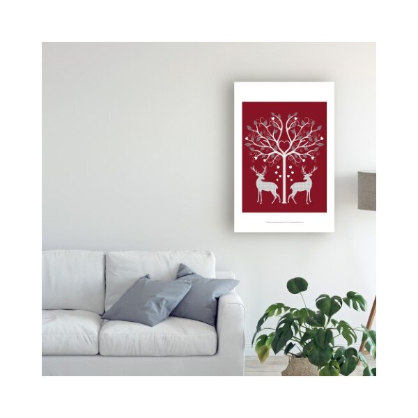 Trademark Fine Art Fab Funky 'Christmas Des Grey On Red' Canvas Art, 22x32 - WAG13691-C2232GG