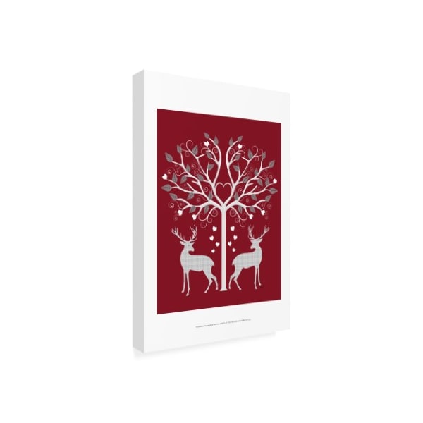 Trademark Fine Art Fab Funky 'Christmas Des Grey On Red' Canvas Art, 22x32 - WAG13691-C2232GG