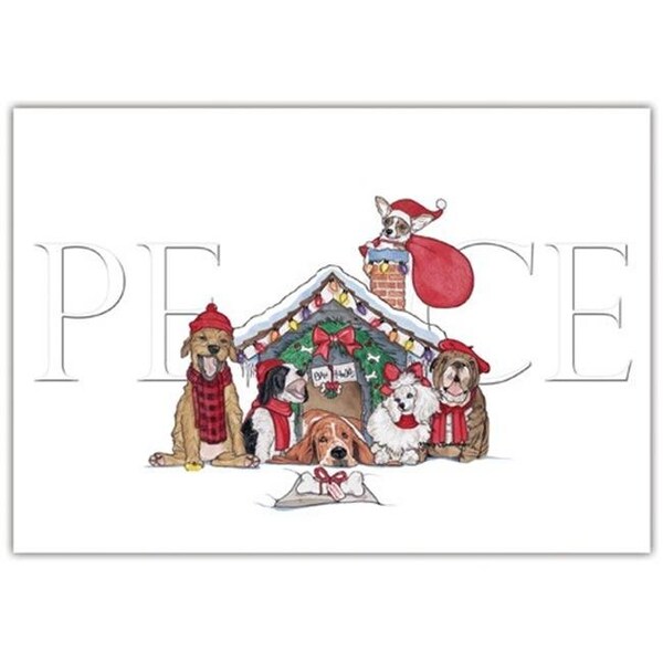 Pipsqueak Productions Pipsqueak Productions C593 Howliday Peace Mix Dog Holiday Christmas Boxed Cards - Pack of 10 - C593