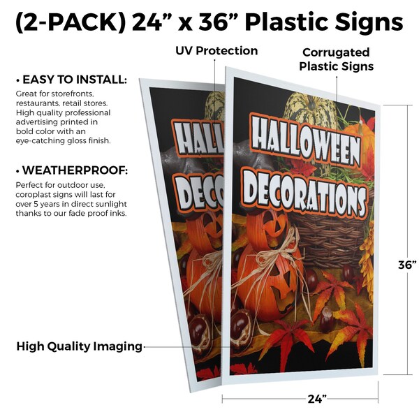 Signmission Halloween Decorations, Plastic Signs Only 24 Inch x 36 Inch, Corrugated Plastic, 2PK - CSB-2436-2PACK-HALLOWEEN DECORATIONS