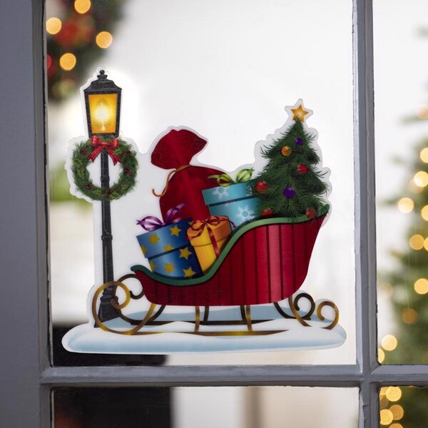 Gerson Gerson LED Multicolored Window Clings Sleigh 9.84 in. - 2666010