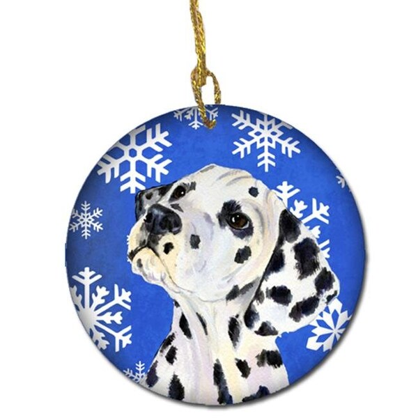 Carolines Treasures Carolines Treasures SS4630-CO1 Dalmatian Winter Snowflakes Holiday Christmas Ceramic Ornament - SS4630-CO1