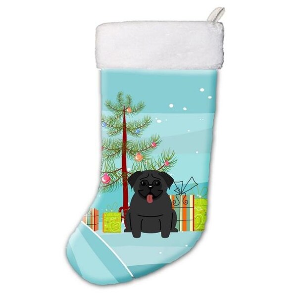 Carolines Treasures Carolines Treasures BB4131CS Merry Christmas Tree Pug Black Christmas Stocking - BB4131CS