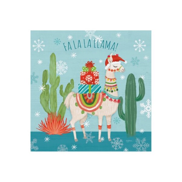 Trademark Fine Art Mary Urban 'Lovely Llamas Christmas Ii' Canvas Art, 14x14 - WAP10070-C1414GG