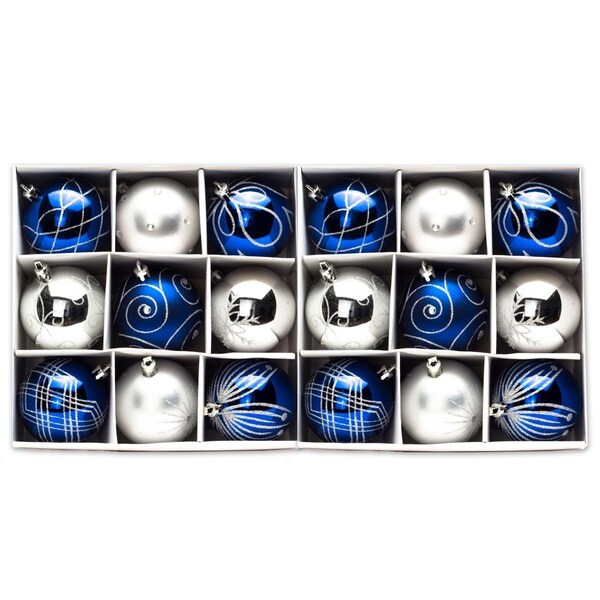 Queens Of Christmas 2.5 in. Ball Ornaments Blue & Silver, 9PK - ORN-18PK-BLSV