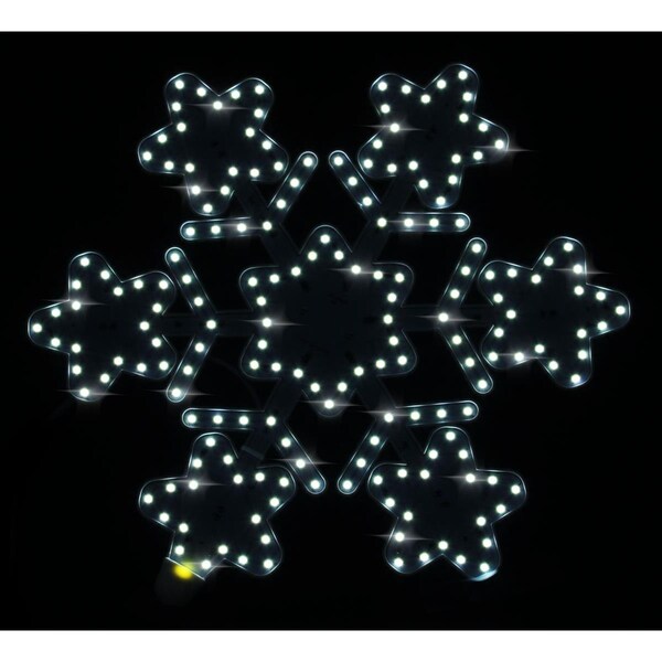 Queens Of Christmas 13 in. LED Star Hexagon Snowflake, Pure White - LED-SNSTR13-PW
