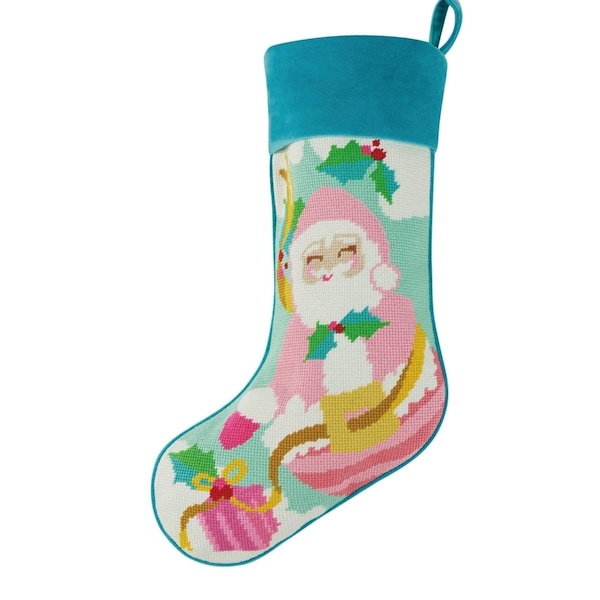 Dispositivo 11 x 18 in. Papa Noel Embroidered Needlepoint Stocking - DI3119146