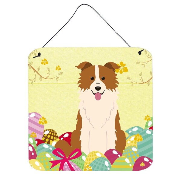 Carolines Treasures Easter Eggs Border Collie Red White Wall or Door Hanging Prints - BB6119DS66