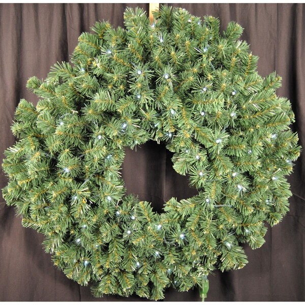 Queens Of Christmas 4 ft. Pre-Lit LED Sequoia Christmas Wreath, Pure White - GWSQ-04-LPW