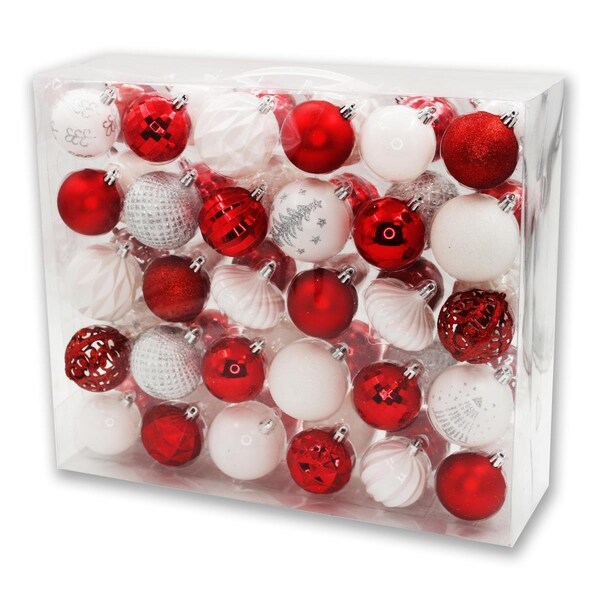 Queens Of Christmas Ball & Onion Ornament Red & White, 60PK - ORNPK-BO-CDY-60
