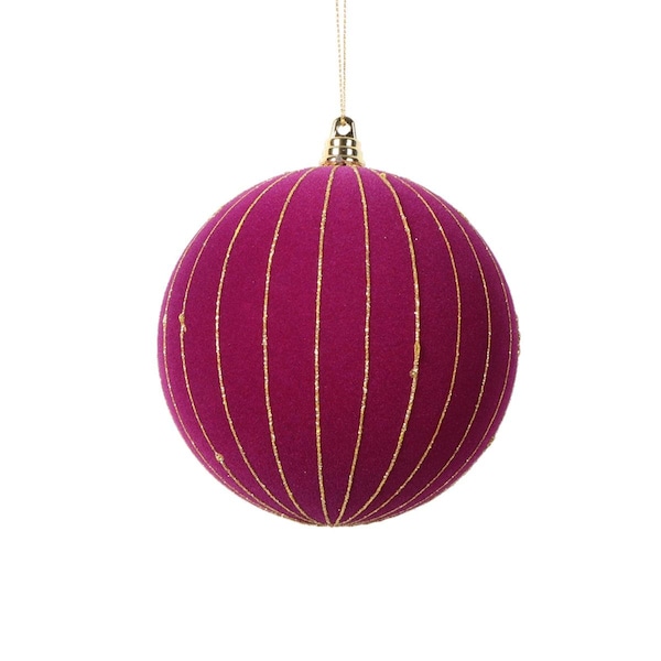 Vickerman 4.7 in. Round Ornament, Dark Purple - 3 per Bag - MT229265