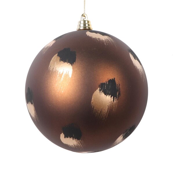 Vickerman 4.75 in. Brush Strokes Ball Ornament, Mocha - 4 per Bag - MT220976
