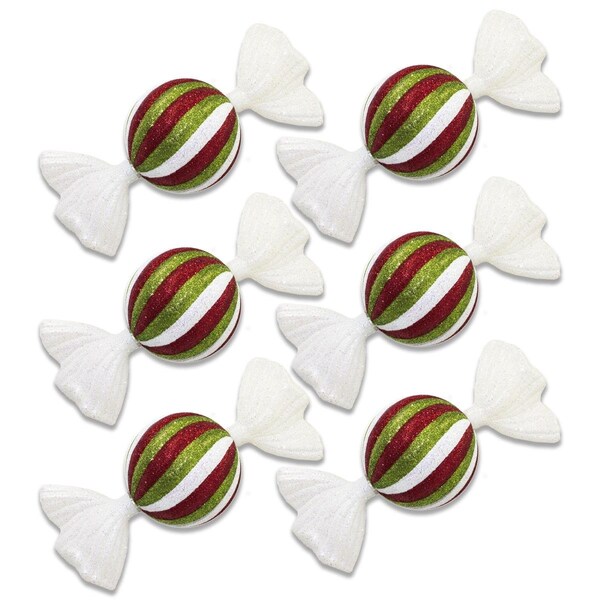 Queens Of Christmas 7 in. Candy Ornament Red Green & White, 6PK - ORN-CDY-6PK-RG