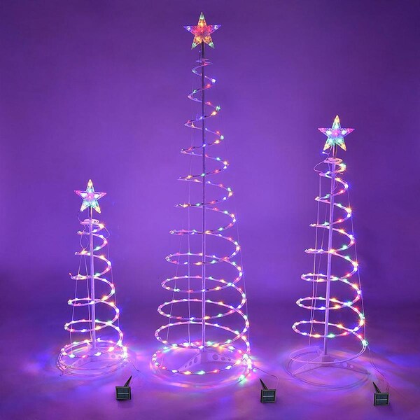 Queens Of Christmas 72 in. LED Spiral Trees, Multi Color - LED-3PK-SPTR-5M