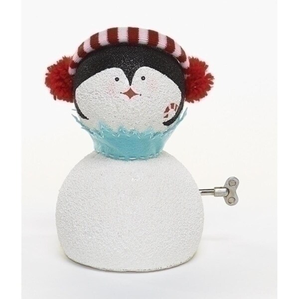 Roman 8.75 in. Happy Holidays Animated Musical Penguin Face Christmas Figure - 31071055