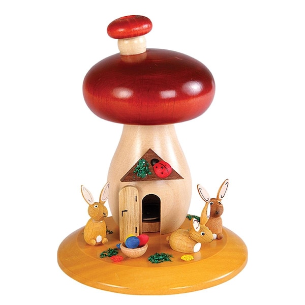 Alexander Taron Richard Glaesser Incense Burner - Mushroom with Bunnies - 26325