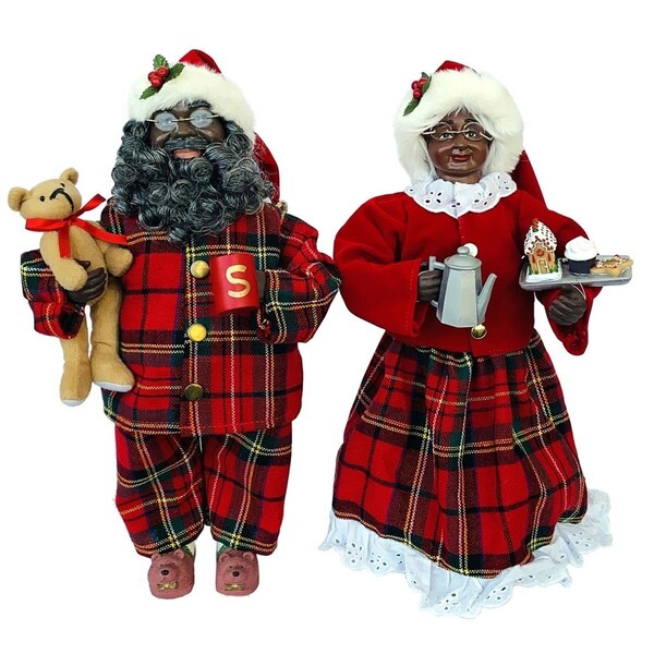 Santas Workshop 15 in. African American Pajama Clauses - Set of 2 - 9958