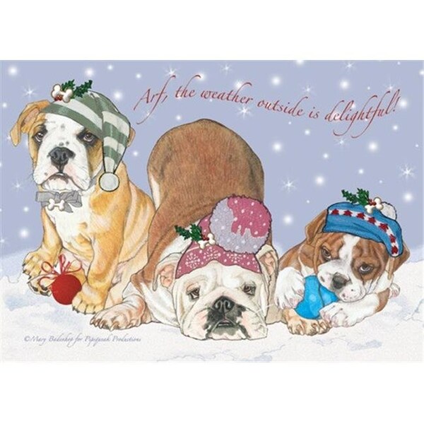 Pipsqueak Productions Pipsqueak Productions C536 Holiday Boxed Cards- Bull Dog - C536
