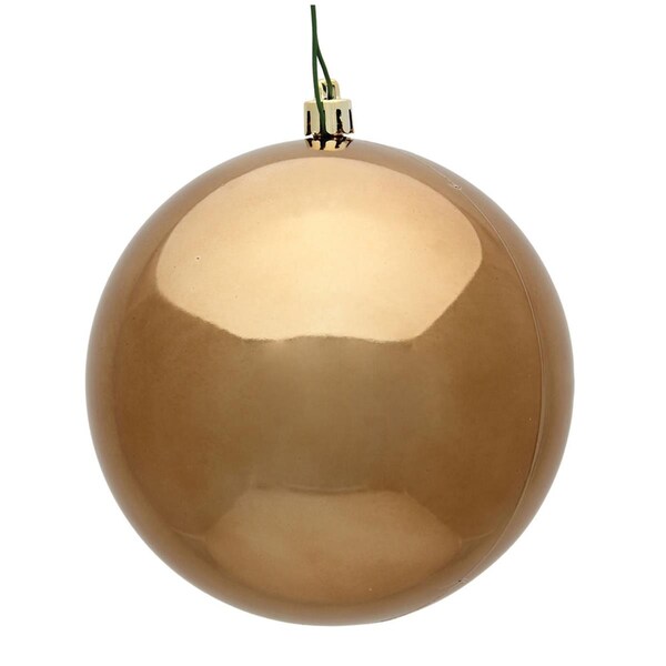 Vickerman 12 in. Mocha Shiny UV Drilled Cap Christmas Ornament Ball - N593076DSV