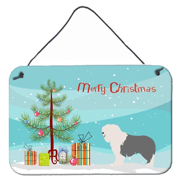 Carolines Treasures Old English Sheepdog Christmas Wall or Door Hanging Prints - BB8466DS812