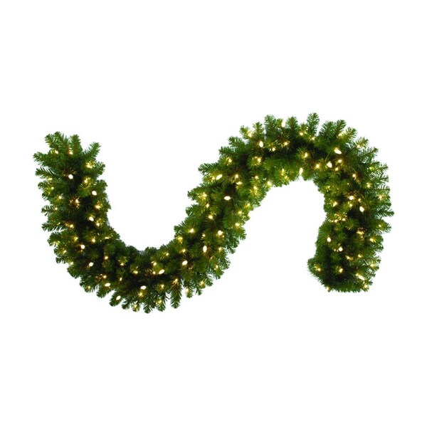 Goldengifts 9 ft. Prelit Green Pine Garland, Warm White, 4PK - GO2740902