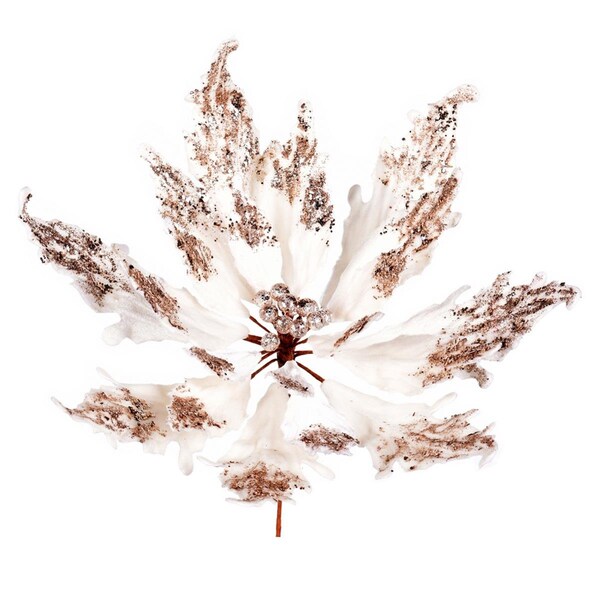 Vickerman 16 x 22 in. Champagne Velvet Poinsettia Pick - LF202238