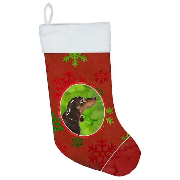 Carolines Treasures Carolines Treasures CK3977CS Christmas Snowflakes Black & Tan Dachshund Christmas Stocking - CK3977CS