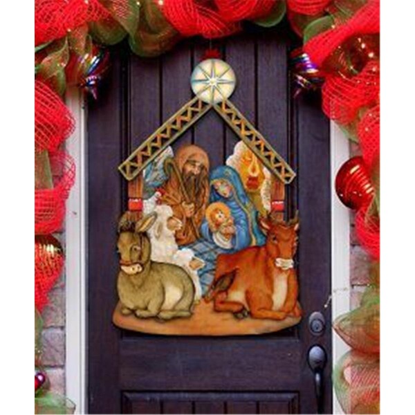Gloriousgifts 8114030 Nativity Wooden Christmas Ornament Set of 2 - GL1800225