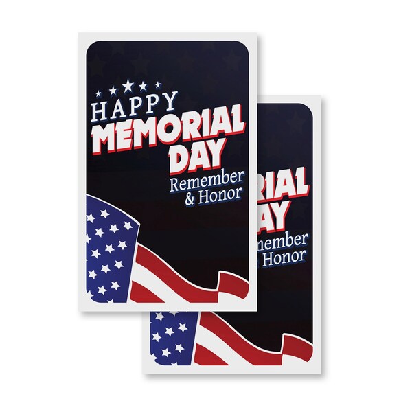 Signmission Happy Memorial Day, Vinyl Decals Only 24 Inch x 36 Inch, Vinyl Decal, 2PK - DSB-2436-2PACK-30391