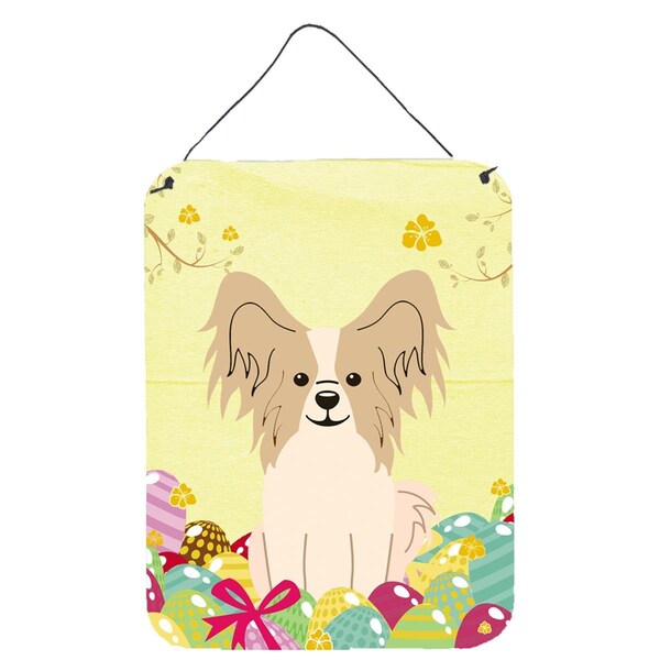 Carolines Treasures Easter Eggs Papillon Sable White Wall or Door Hanging Prints - BB6077DS1216