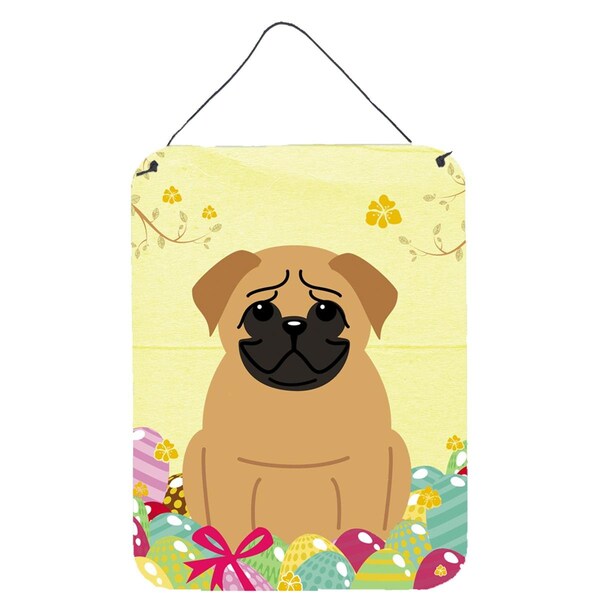 Carolines Treasures Easter Eggs Pug Brown Wall or Door Hanging Prints - BB6007DS1216