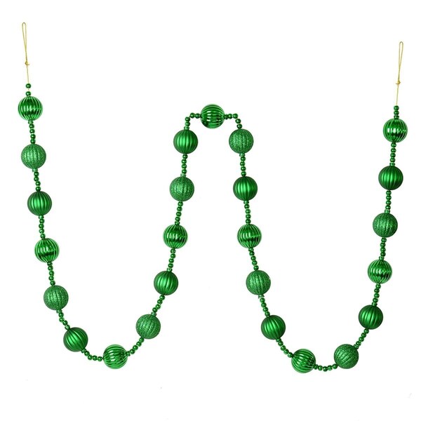 Vickerman 6 ft. Green Stripe Ball Garland, 32PK - M183504