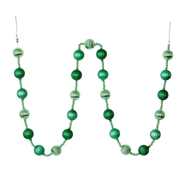 Vickerman 6 ft. Seafoam Green Stripe Ball Garland, 32PK - M183544