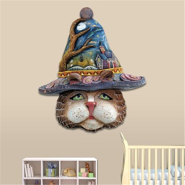 Gloriousgifts 8161039 Halloween Eve Cat Wooden Ornament Set of 2 - GL1767627