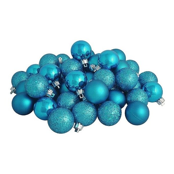 Northlight Seasonal Northlight Seasonal 31755964 Shatterproof Turquoise Blue 4-Finish Christmas Ball Ornaments - 31755964