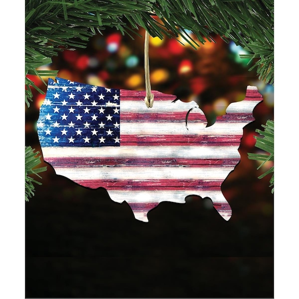 Designocracy Land of the Free Map Wooden Ornament - 99916O