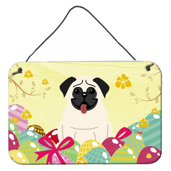 Carolines Treasures Easter Eggs Pug Cream Wall or Door Hanging Prints - BB6004DS812