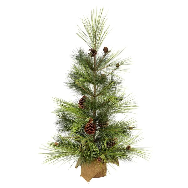 Vickerman 4 ft. x 25 in. Green Larkspur Pine Tree with Burlap Base & 113 Tip Count, 4PK - D180440
