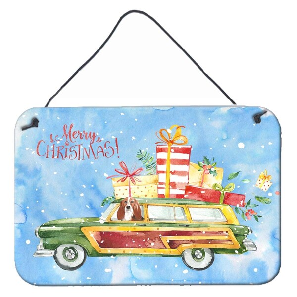 Carolines Treasures Carolines Treasures CK2393DS812 Merry Christmas Basset Hound Wall or Door Hanging Prints - CK2393DS812