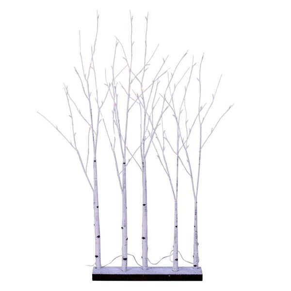 Vickerman 4 ft. 104 Warm White LED Birch Tree Grove, White - Set of 5 - X221540