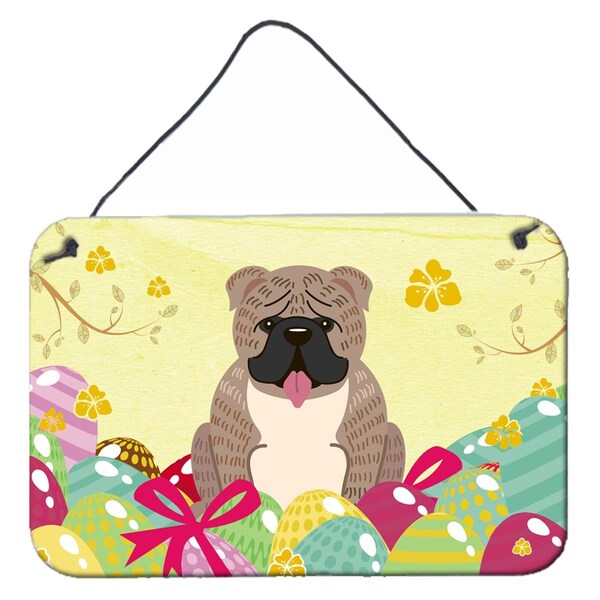 Carolines Treasures Easter Eggs English Bulldog Grey Brindle Wall or Door Hanging Prints - BB6126DS812